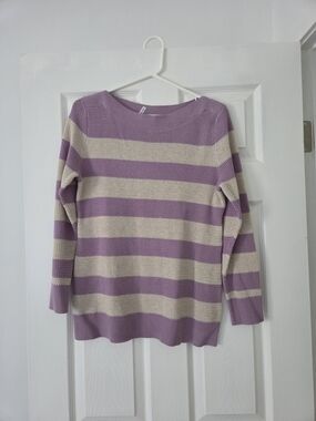 Market & Spruce Lilac and Cream Striped Knit Top